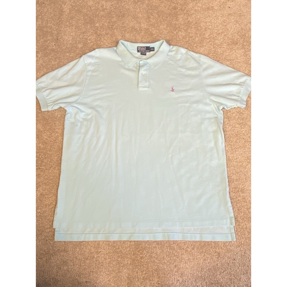 Ralph Lauren Polo Shirt Mens XXLMint Green Pink Pony Logo Cotton Casual